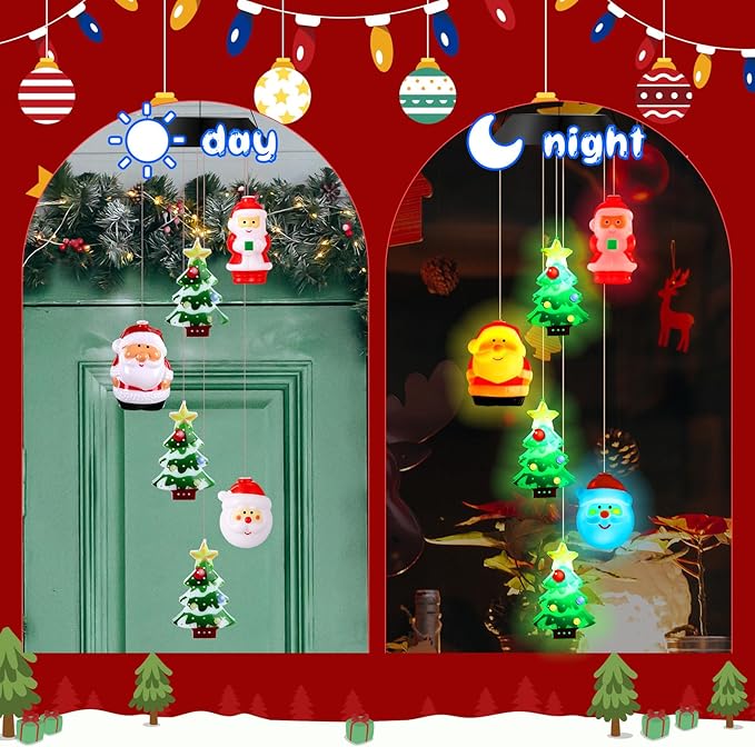GlikCeil Christmas Solar Wind Chimes 27.5inch Christmas Decorations Outside Waterproof Hanging LED for Yard, Porch, Patio, Party, Color Changing Lights