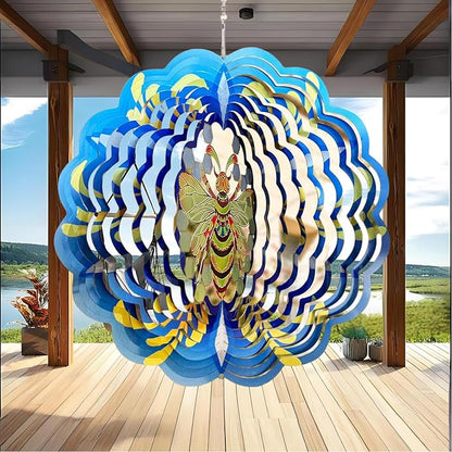 Wind Spinner, 3D Hanging Wind Spinner Ornament, Gifts for Women Mom Grandma, 12inch Metal Wind Kinetic Sculpture for Outdoor&Indoor Decor, Yard Art, Garden Decoration (Bee-Spinner)
