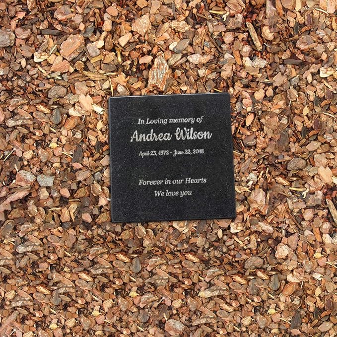 Customized In Loving Memory Black Granite Memorial or Sympathy Gift. Offered in a Variety of Sizes to Meet your Needs and Budget (6 x 6 x .4")