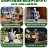 Solar Garden Statues, Resin Turtle Flower Statue w/ Welcome Sign, Waterproof Garden Figurine for Outside Yard Outdoor Home Patio Lawn Decor, Solar Animal Light for Adults Women Birthday Easter Gifts