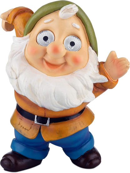 Blazin' Gnome Solar Garden Decorations | Hanging Outdoor Patio Decor, Gnome Figurine, Lawn Ornaments | Solar Statue for Terrace, Balcony, Deck | Weather Resistant | Patio Gift | Auto On/Off - (Yellow)