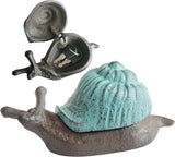 Snail Key Hiders Outside - Spare Key Hider - Hidden Key Holder for Outside, Garden Snail Statues Key Box (Vintage Blue)