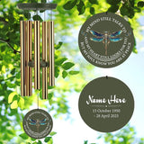 ASTARIN Personalized Wind Chimes, Memorial Wind Chimes, Dragonfly Custom Name Sympathy Gifts Windchime for Loss of Loved One, Condolences 30in/36in Wind Chime for Loss of Loved Ones(Produced in USA)