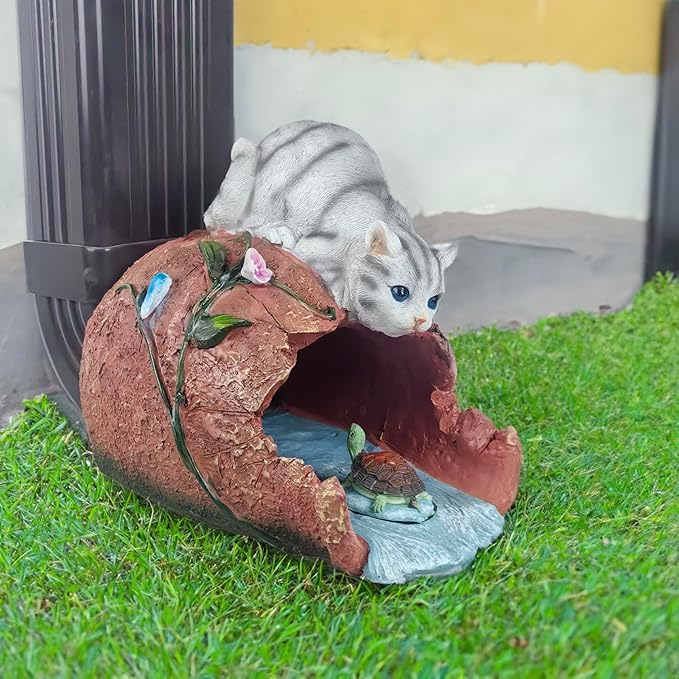 coolboy Gutter Downspout Extension Cat Statues Garden Decoration,Animal Resin Statue Outdoor Decor,Gutter Extension Decorative,Downspout Diverter,3"×4" Downspout Extender Diverter Splash Block