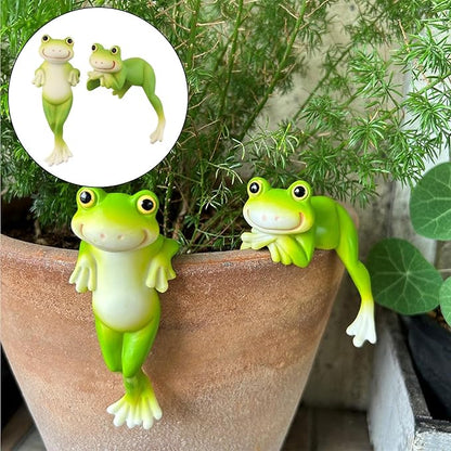 Cute Frog Statues Decorative Figurines, Lightweight Resin Garden Ornaments For Lawn Patio Porch, Weather Resistant Outdoor Decor Set Of 2