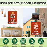 Mugod Basketball House Flag 28x40 Inch Double Sided Outside, Keep Calm and Play Basketball Motivational Quote Word Party Holiday Burlap Yard Garden Outdoor Decoration