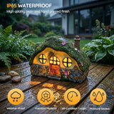Solar Fairy Garden House, Outdoor Resin Statues, Outdoor Figurine Lights, Fairy Houses for Outside, Garden Statues House, for Patio, Yard, Balcony Decoration