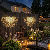 4 Pack Solar Fence Lights Outdoor Wall Lights Plastic Solar Powered Deck Step Stair Lights Mandala Theme Waterproof Fence Solar Light for Garden Post Patio Yard Decor, Gardening Gifts for Women Mom