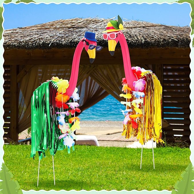 Geelin 2 Set Hawaiian Yard Flamingo Outfits for 31" Outdoor Luau Yard Flamingos Decor, Statue Not Included