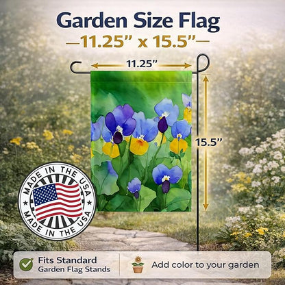Caroline's Treasures Illinois Violet in Watercolor Garden Flag Mailbox Flag Decorative Yard Flag Banner Outside Patio Artwork Yard Flower Beds, Garden Size, Multicolor