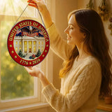 250 Years of America Stained Glass Suncatcher, Stained Glass Window Hanging & Decor, 1776-2026 US 250th Anniversary Ornament, Patriotic Ornament, American Independence Day Gift, July 4 Decor