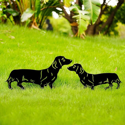 GDNSFIT Dachshund Dog Metal Decor for Outside,Garden Stakes Decorative Dog Gifts for Women/Men,Black Silhouette Statues for Yard Ornaments,Lawn, Patio, Pathway,Outdoor Garden Decor