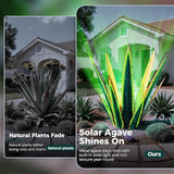 KODIBO 24” Large Solar Metal Agave Plants Outdoor Decor, Tequila Rustic Sculpture Outdoor Statues, Garden Sculpture for Patio Path Courtyard and Lawn