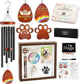Dog Memorial Wind Chimes and Shadow Box, Pet Memorial Gifts for Dogs, Loss of Dog Cat Sympathy Remembrance Gift Picture Frame Set, Pets Passing Away Bereavement Grieving Gift