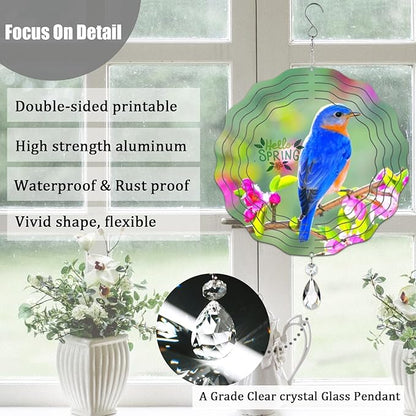 6 Pack 8inch Sublimation Wind Spinner Blanks 3D Aluminum Metal Wind Sculpture Kinetic Spinners for Yard and Garden Indoor Art Ornaments Hanging Decoration (Wave Floral)