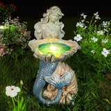 Teaeeno Outdoor Mermaid Decor Garden Statues with Solar Lights,Art Mermaid Figurine,Mermaid Decor for Home,Solar Lawn Ornament,Animal Solar Outdoor Decor,Solar Lamp Decor for Patio Decor Waterproof