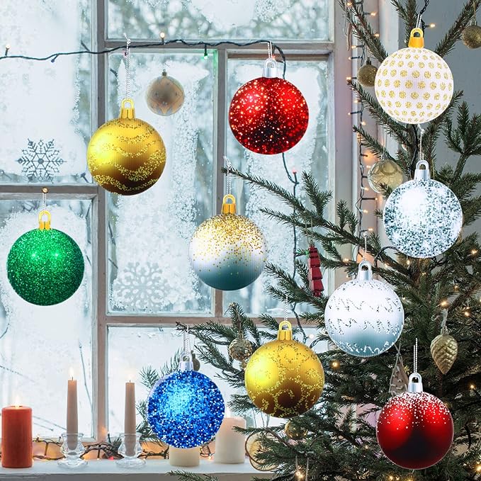 Sumind 10 Pieces Christmas Decorations Outdoor Christmas Hanging Ornaments Large Yard Lawn Signs Round Double Sided Porch Ornaments for Xmas Party Decor(Flash Style)