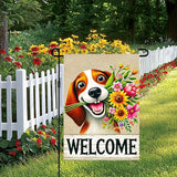 BlissYard Welcome Spring Summer Garden Flag 12x18 Inch Double Sided Beagle Puppy Dog Daisy Seasonal Garden Flag Decoration Yard Small Flag For Rustic Farmhouse Outdoor Banner Party Home Decor