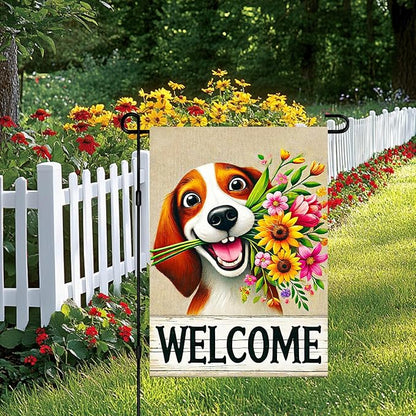 BlissYard Welcome Spring Summer Garden Flag 12x18 Inch Double Sided Beagle Puppy Dog Daisy Seasonal Garden Flag Decoration Yard Small Flag For Rustic Farmhouse Outdoor Banner Party Home Decor