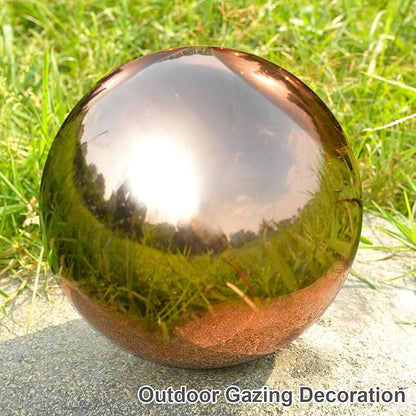 Nerien 6 Inch Gazing Ball, Stainless Steel Garden Mirror Globe, Polished Ornament Sphere, Hollow Floating Reflective Hemisphere, Home Outdoor Pond Housewarming Swimming Pool Decoration Gift, Rose Gold