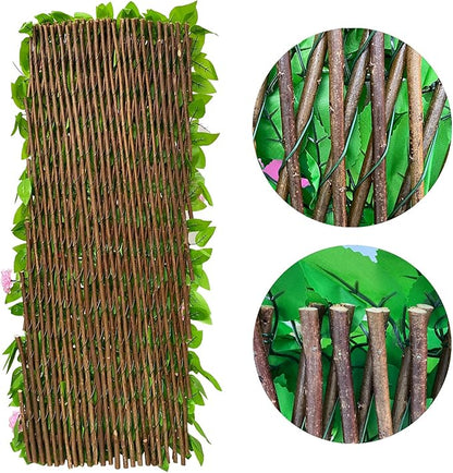 GLANT Expandable Fence Privacy Screen for Balcony Patio Outdoor,Decorative Faux Ivy Fencing Panel,Artificial Hedges (Single Sided Leaves) (2, HongGuo)