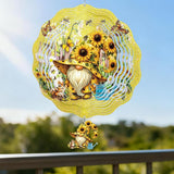 Gnomes Hanging Wind Spinner Outdoor - Gnome Gifts for Women, Stainless Steel Wind Sculpture Sunflower Art Ornaments with Card for Garden Balcony Patio Yard Lawn Decorations