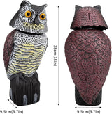 Owl Decoys to Scare Birds Squirrels Away, 360 Rotating Head Activated, Fake Owl Statues Repellent Pest Hawk Squirrel Cats Chickens Pigeon Bird Deterrents for Outside Garden Patios Backyard