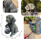 Solar Resin Dog Statue - Garden Art Figurine Dog for Yard Patio Lawn Balcony Decor, Home Houses Holiday Lighting, Outdoor Decoration, Unique Birthdays Ideal Gifts for Mom Grandma Women Wife Sister