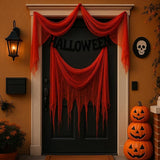 RunNico 400'' x 85'' Halloween Blood Red Scary Gauze, Bloody Haunted House Creepy Cloth, Spooky Fabric Hanging Decoration for Horror Themed Nightmare Party Wall Yard Doorway Porch Decor
