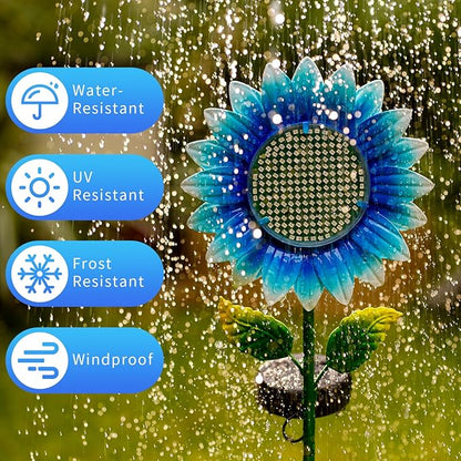 Solar Stake Lights - Blue Sunflower Decorative LED Pathway Lights, Waterproof Outdoor Solar Lights for Yard, Lawn, Patio, Walkway, Unique Birthday Gift, Housewarming Gift for Mom, Grandma, Women