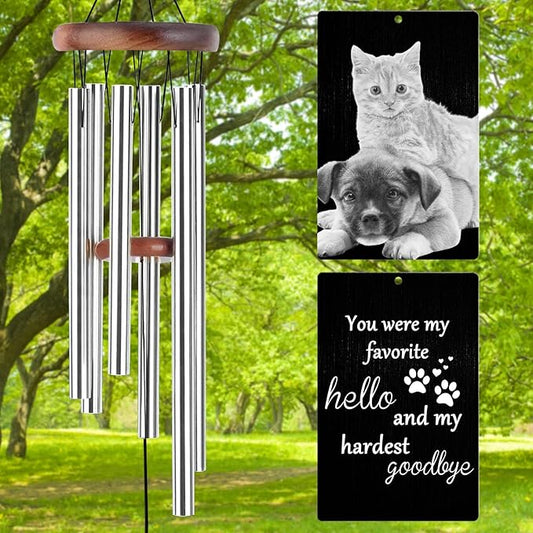 Personalized Wind Chimes Memorial Engraved Gift,Custom Sympathy Wind Chime for Loss of Loved One,Customized Mother Father Dog Pet Family Remembrance Bereavement Gifts