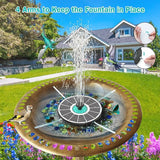 Solar Fountain Cyan Flower, Upgrade 3.5W Solar Bird Bath Fountains, Solar Powered Water Fountain with 7 Nozzles, 4 Fixed Pipes for Hummingbirds, Bird Bath, Garden, Pool, and Pond