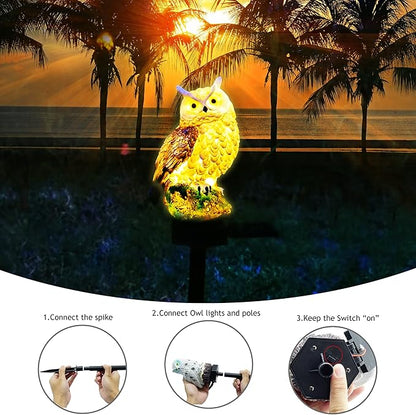 SmilingTown 2 Packs Owl Solar Garden Lights Outdoor Decorative Stake Light Waterproof Owl Decory to Scare Birds Away Yard Patio Lawn Ornaments Halloween Decorations