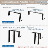 Adjustable Heavy-Duty Single Hook Bracket – Reinforced Plant Hanger for Railing, Balcony, Fence, or Cubicle – Supports Up to 40 Lbs – Metal Wall Hook for Planter, Lantern, Bag (Black 4 Pack)