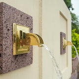 Solid Brass Made Exquisite Handcrafted Waterfall Spout for Landscape, Water Fountain Spout Scupper Luxury Decoration for Pools, Ponds, Water Walls
