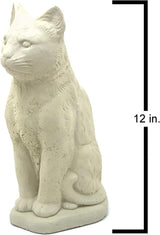 Vintage Sitting Cat: Solid Durable Stone with Distressed Texture. Perfect for Home Decor & Sealed for Outdoor Use. Handcrafted USA. (Classic/White)