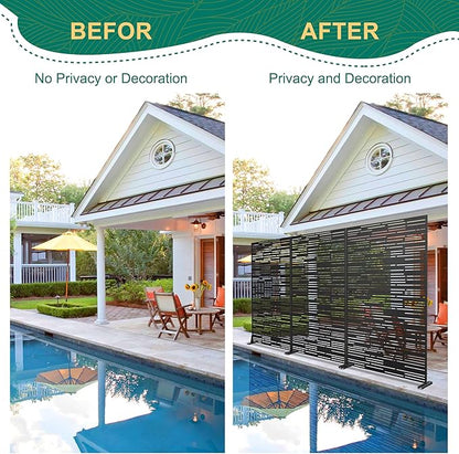 72" H×47" W Metal Privacy Screen Outdoor Privacy Screen Freestanding, for Patio Lawn Deck,Privacy Panels Decorative Privacy Fence(Consists of 3 Panels)