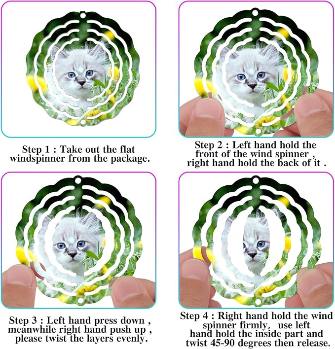Weysat 6 Pack Sublimation Wind Spinner Blanks 3D Aluminum Wind Spinners Hanging Spinners DIY Crafts Ornaments for Indoor Outdoor Garden Yard Window Porch Front Door Decoration (3 Inch)