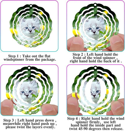 Weysat 6 Pack Sublimation Wind Spinner Blanks 3D Aluminum Wind Spinners Hanging Spinners DIY Crafts Ornaments for Indoor Outdoor Garden Yard Window Porch Front Door Decoration (3 Inch)