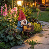 Lavezee Funny Garden Gnome, Middle Finger Gnomes Statue with Solar Lighted Sign – “My Territory” for Patio Backyard Porch Outdoor, Humorous Housewarming Gifts for Men Dad Husband