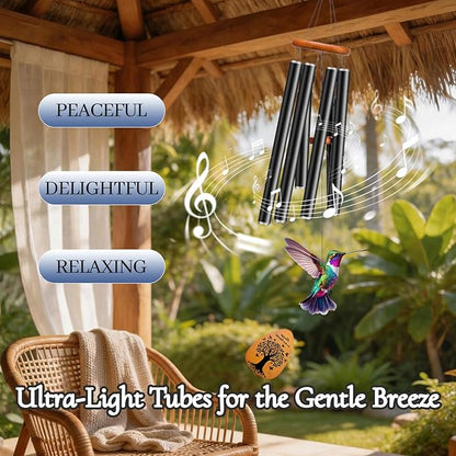 Sympathy Gifts for Loss of Loved One, 37" Memorial Wind Chimes with Hummingbird, Bereavement Gift for Mom Dad, Outdoor Remembrance Decor with Engraved Pendant