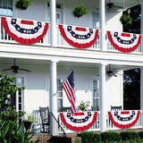 2.5x5 FT 4th of July Accessories, USA Pleated Fan Flag 5PCS, Patriotic Half Fan Bunting, Thick Polyester American Flag Decor for 250th Anniversary Independence Day Yard Porch Garden Outdoor