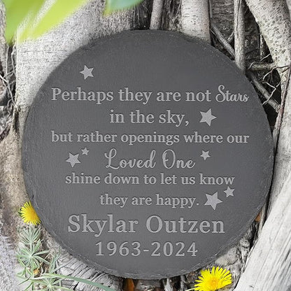 Memorial Garden Stone - Personalized Bereavement Gift for Loss of Loved One - Round