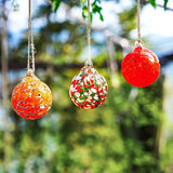 Set of 3 Hand Blown Glass Ball Ornament 2.3in Hanging Glass Gazing Balls Decor for Garden Patio