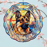 German Shepherd Dog Wind Spinners Outdoor Dog Memorial Gifts, 3D Metal Kinetic Hanging Garden Wind Spinner, Spinner Decor, Wind Sculptures for Outdoor & Indoor, Window, Yard Decor (German Shepherd 2)