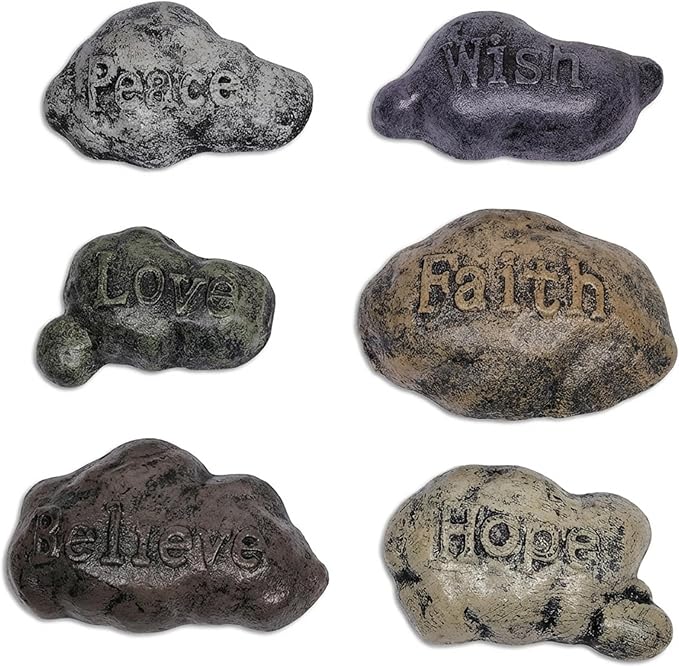 Lulu Decor, 100% Cast Iron Fairy Sayings Stepping Stones Garden Decor Fairy Garden Accessories (Set of 6)