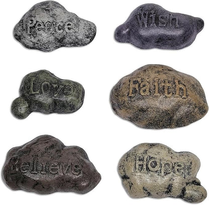 Lulu Decor, 100% Cast Iron Fairy Sayings Stepping Stones Garden Decor Fairy Garden Accessories (Set of 6)
