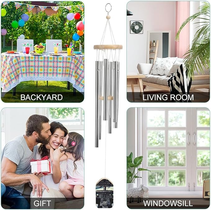 Wind Chimes for Outside,Airplane Cockpit Printed Cute Aluminium Windchimes Outdoors,Soothing Melodic Memorial Wind Chime for House Porch Patio Garden Balcony Decor