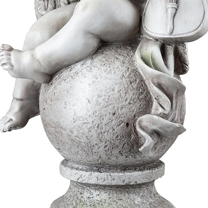 Northlight 14.75" Set of 2 Cherub Angels with Instruments Outdoor Garden Statues