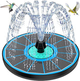 Solar Fountain Cyan Flower, Upgrade 3.5W Solar Bird Bath Fountains, Solar Powered Water Fountain with 7 Nozzles, 4 Fixed Pipes for Hummingbirds, Bird Bath, Garden, Pool, and Pond